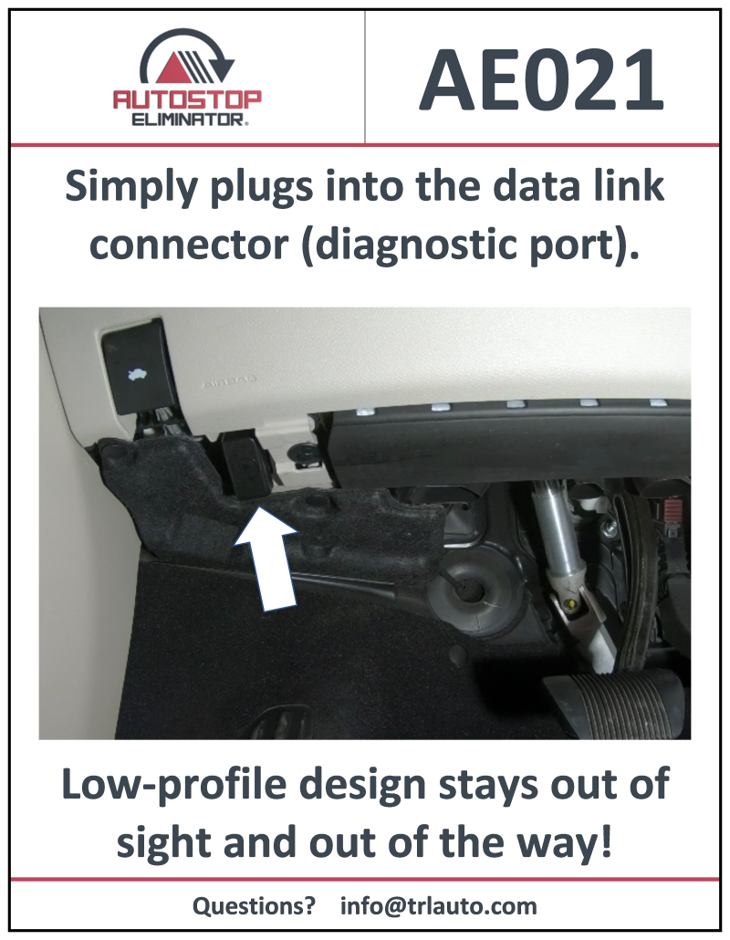 Autostop Eliminator is designed to override the auto stop programming on 2017 Chrysler Pacifica so the ESS system stays off.